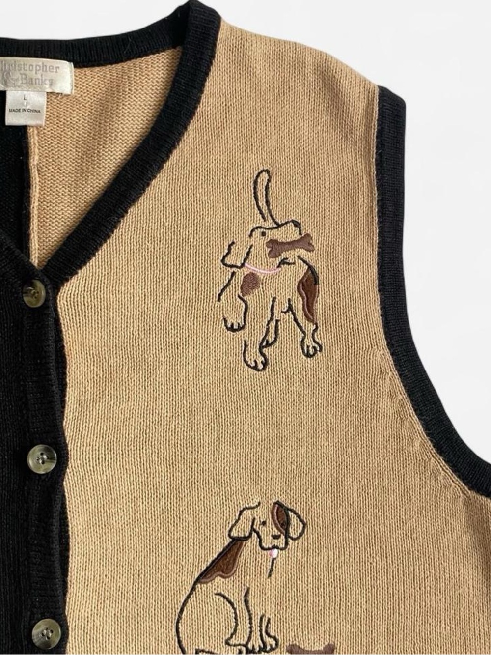 Vintage black & tan knit dog vest - Picture 4 of 9